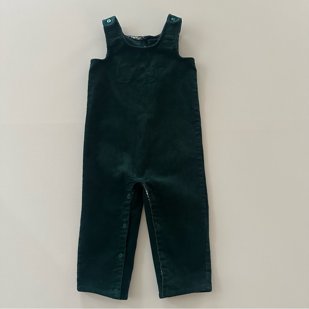 Vineyard Vines 12-18 Months Baby Boy Holiday Christmas Green Overalls Whale Cord